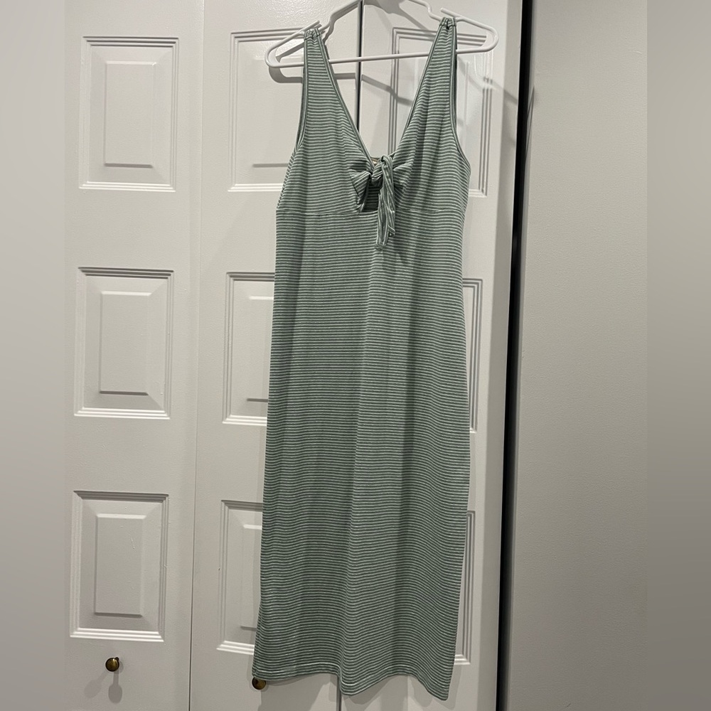 Green striped sun dress